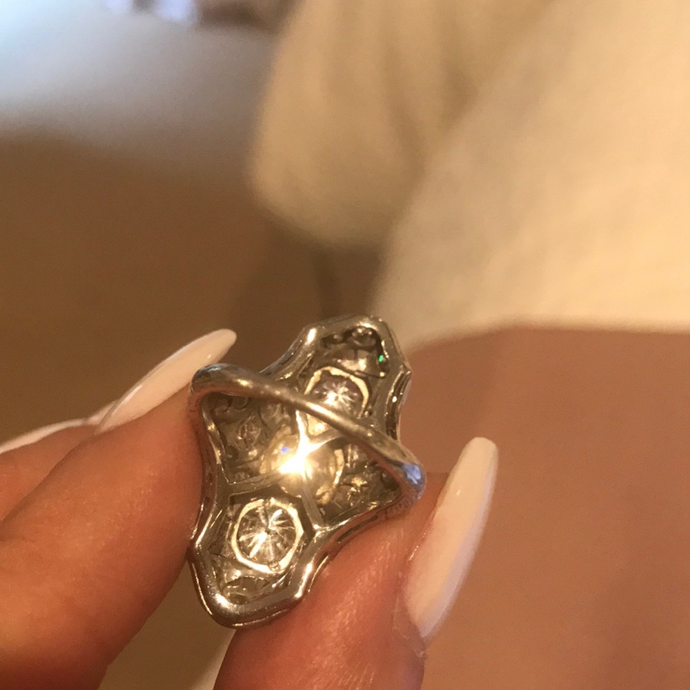 💥HP💥ANTIQUE PLATINUM DIAMOND RING EDWARDIAN - Picture 7 of 8